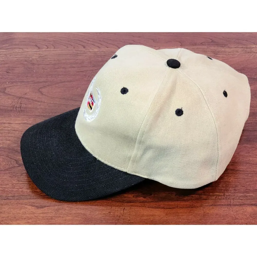 Cadillac Strapback Hat Tan Cap With Black Bill Hook/Loop Adjustable Closure